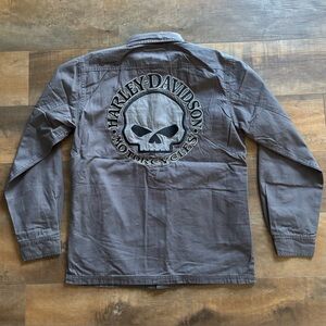 Harley-Davidson Men's Willie G. Skull Grey Embroidered Shirt Jacket Size Small